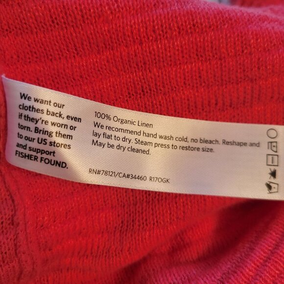 Eileen‎ Fisher Coral Waffle Knit Open Cardigan Sweater XS Organic Linen - Picture 5 of 5